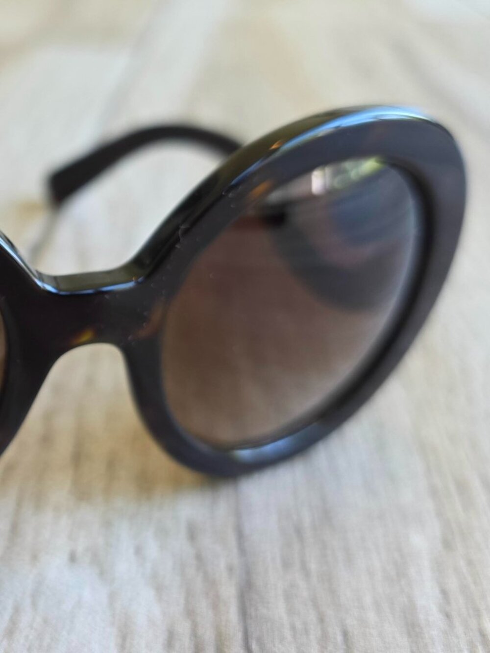 Prada SPR Minimal Baroque Oversize Round tortoise Sunglasses - Picture 4 of 7